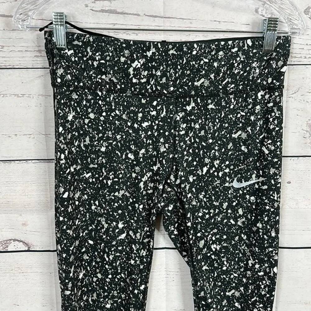 Nike Leggings Womens Medium Black‎ Gray Legging Crop Performace Gym Training